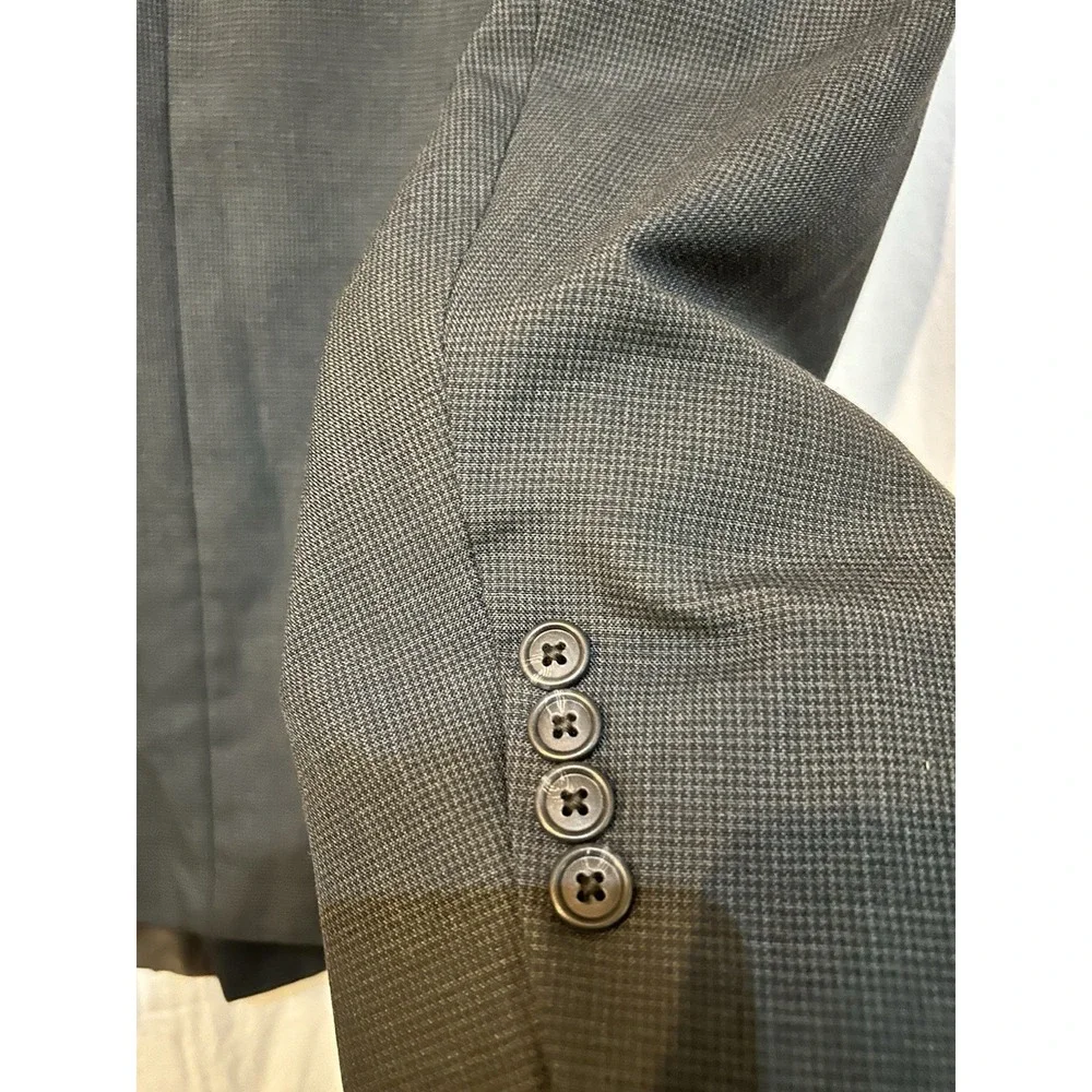MEETING STREET Blazer Men's‎ Size 46 L Navy Herringbone Wool Double Breasted
